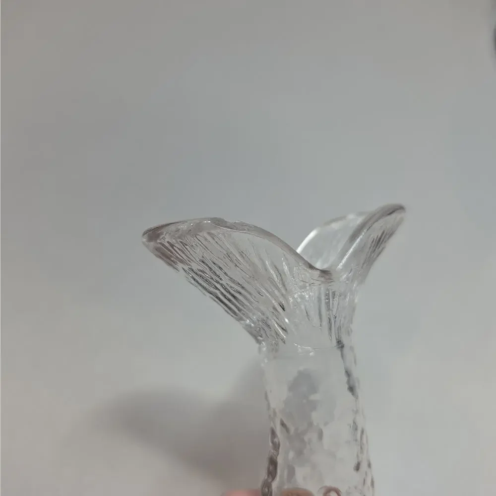 Vintage 1970s Clear Molded Glass Fish Carafe Vase Decanter Koi Carp Pitcher 10